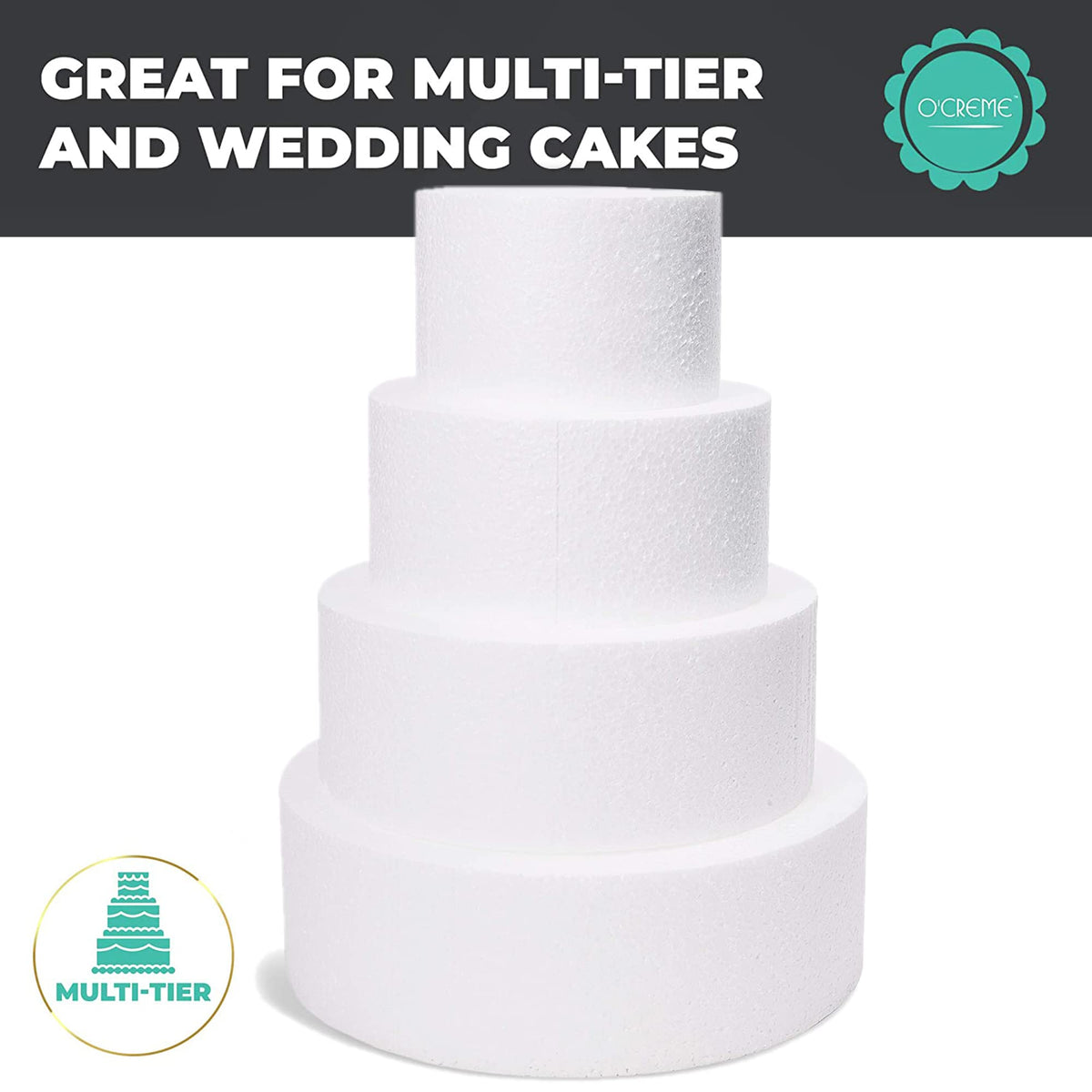 O'CREME wacky 8-inch dummy cake display sparks creative sugar art.