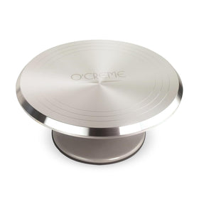 O'CREME 12-inch cake turntable with stable surface for precise icing.
