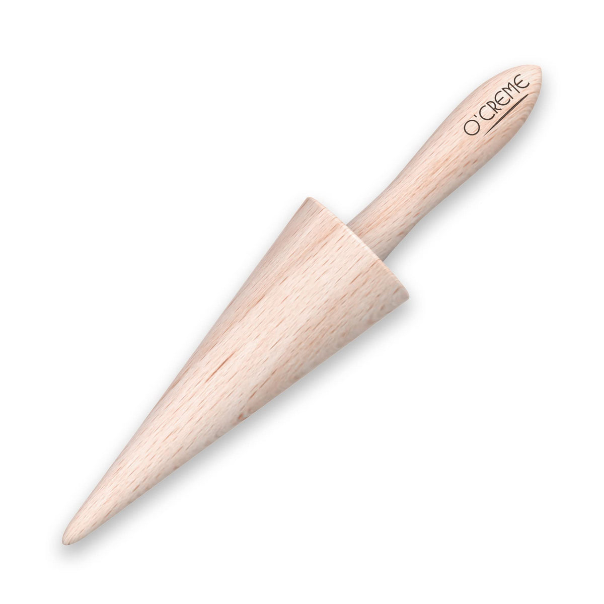 O'CREME Cone mold shot highlighting natural wood finish.