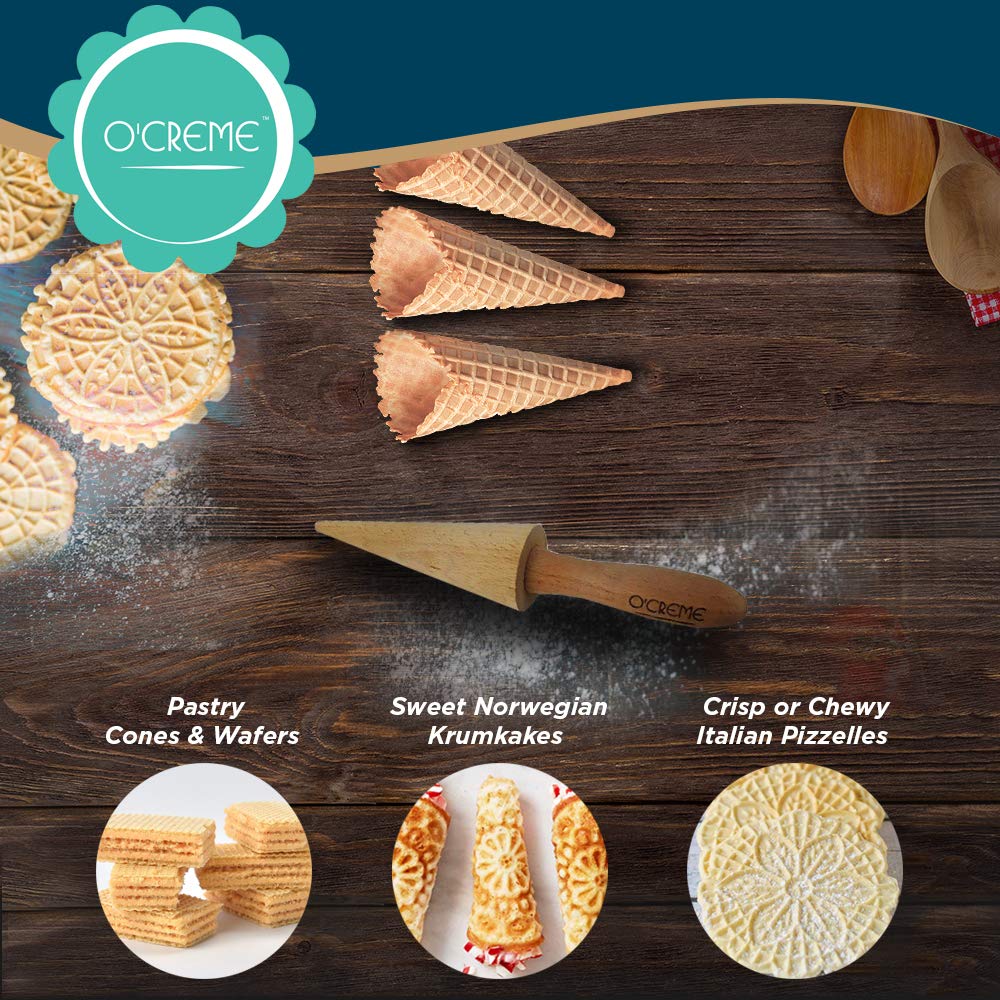 O'CREME Beechwood tool for rolling cones with a smooth finish.