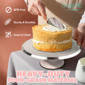 O'CREME 360-degree rotating stand provides access to all decorating angles.