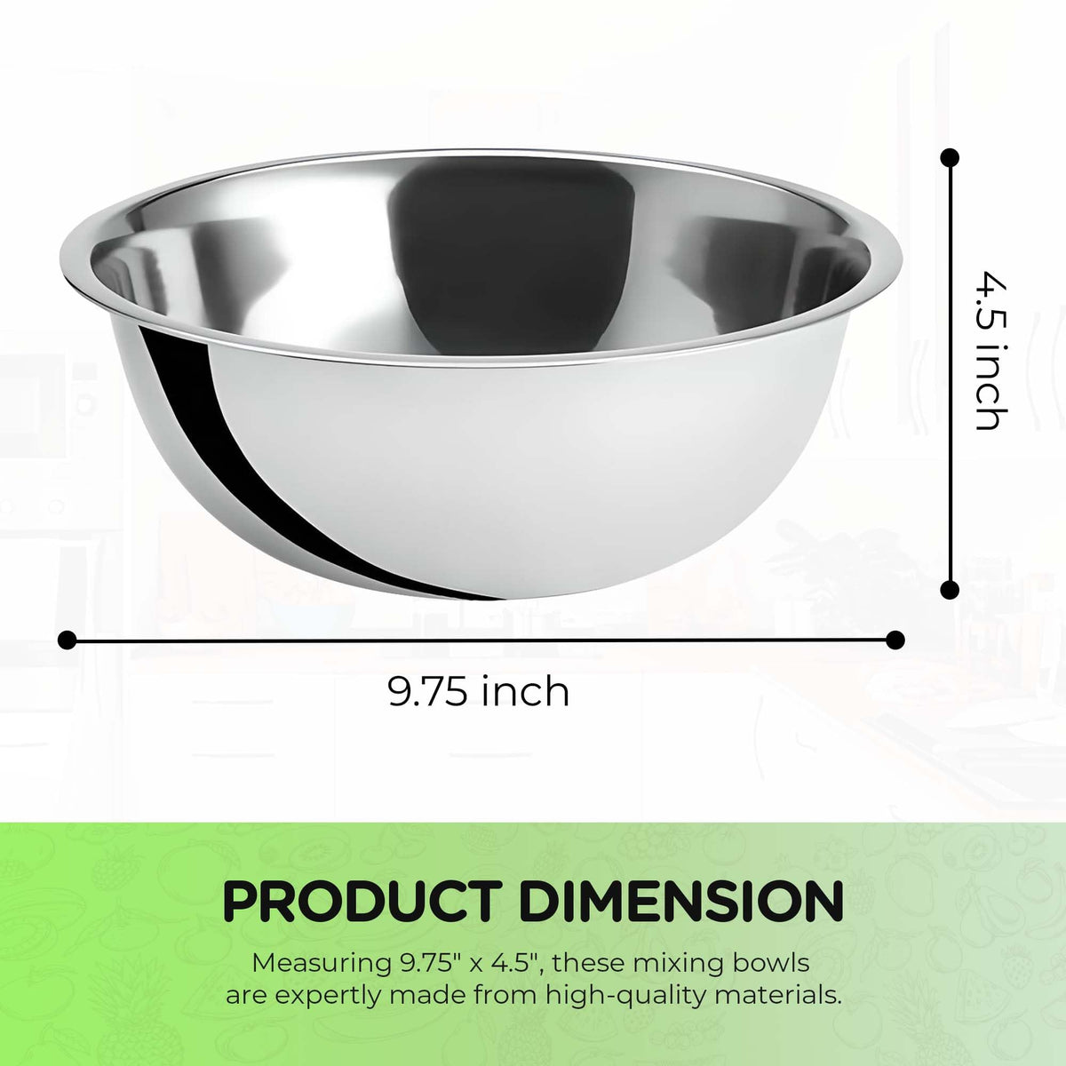 OCS Parts 9.75-inch stainless steel bowls for heavy batters and dough.