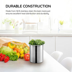 Easy heat and storage in one container simplifies service.