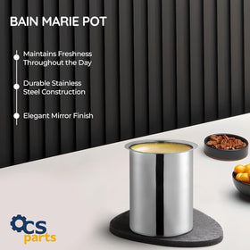 Elegant mirror finish supports attractive presentation during dining service.