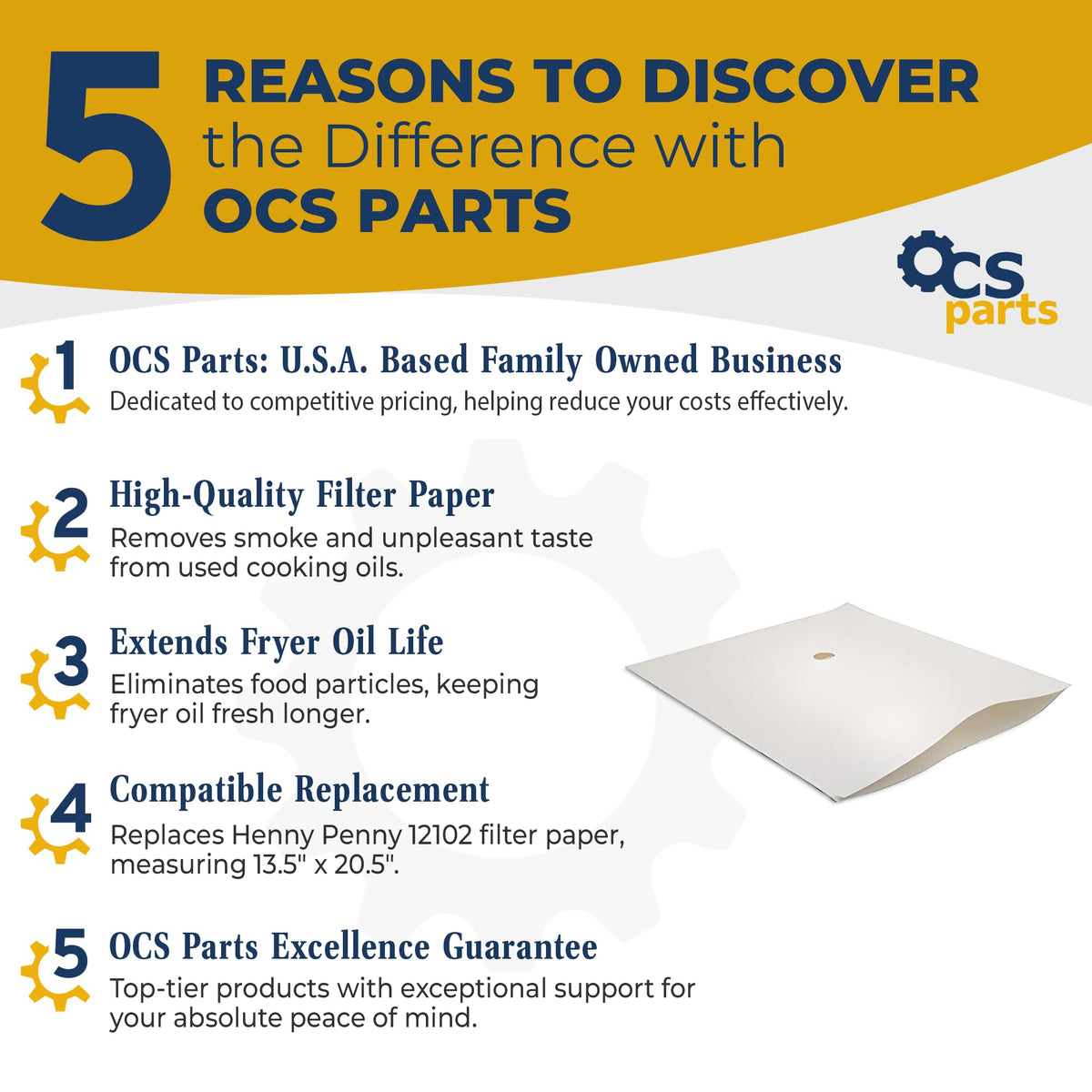 OCS Parts case of 100 sheets enables quick replacements and steadier oil life