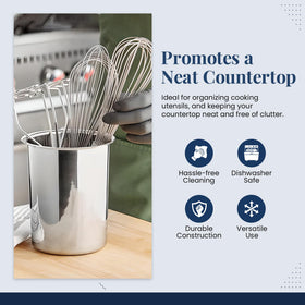 Durable stainless steel construction provides long-lasting kitchen organization.