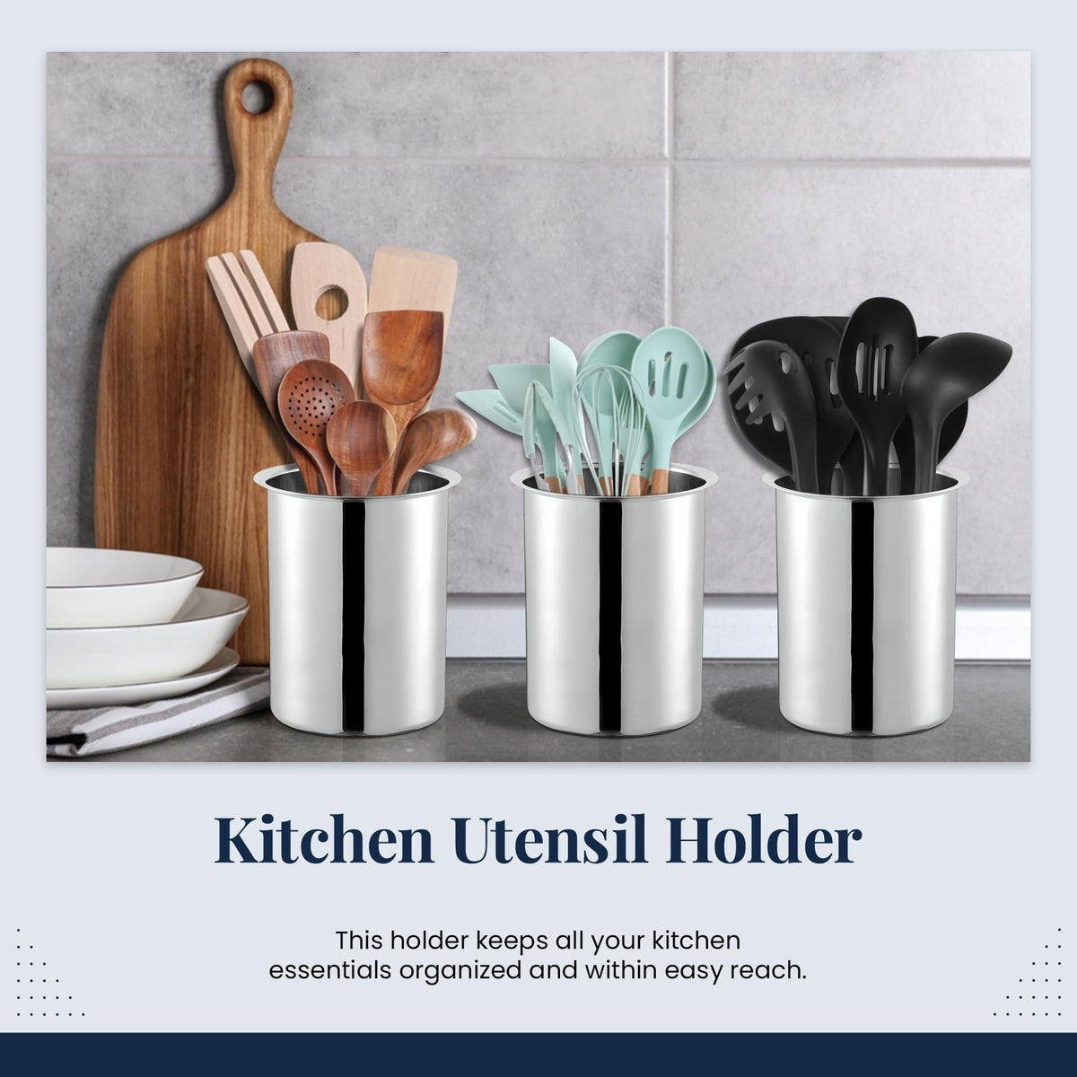 Open-top utensil organizer from OCS Parts for spatulas and ladles.