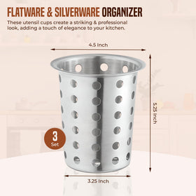 Close-up shows perforated cups for drainage and visibility on the counter.