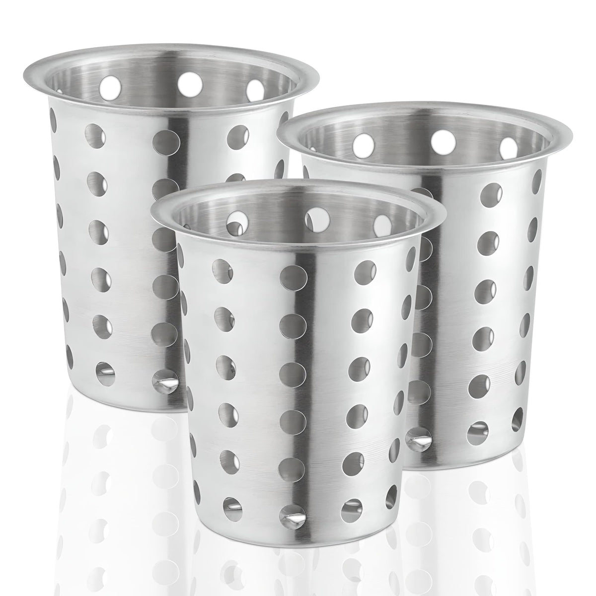 OCS Parts stainless steel utensil drying cups set of 3 with perforated sides for fast air drying.
