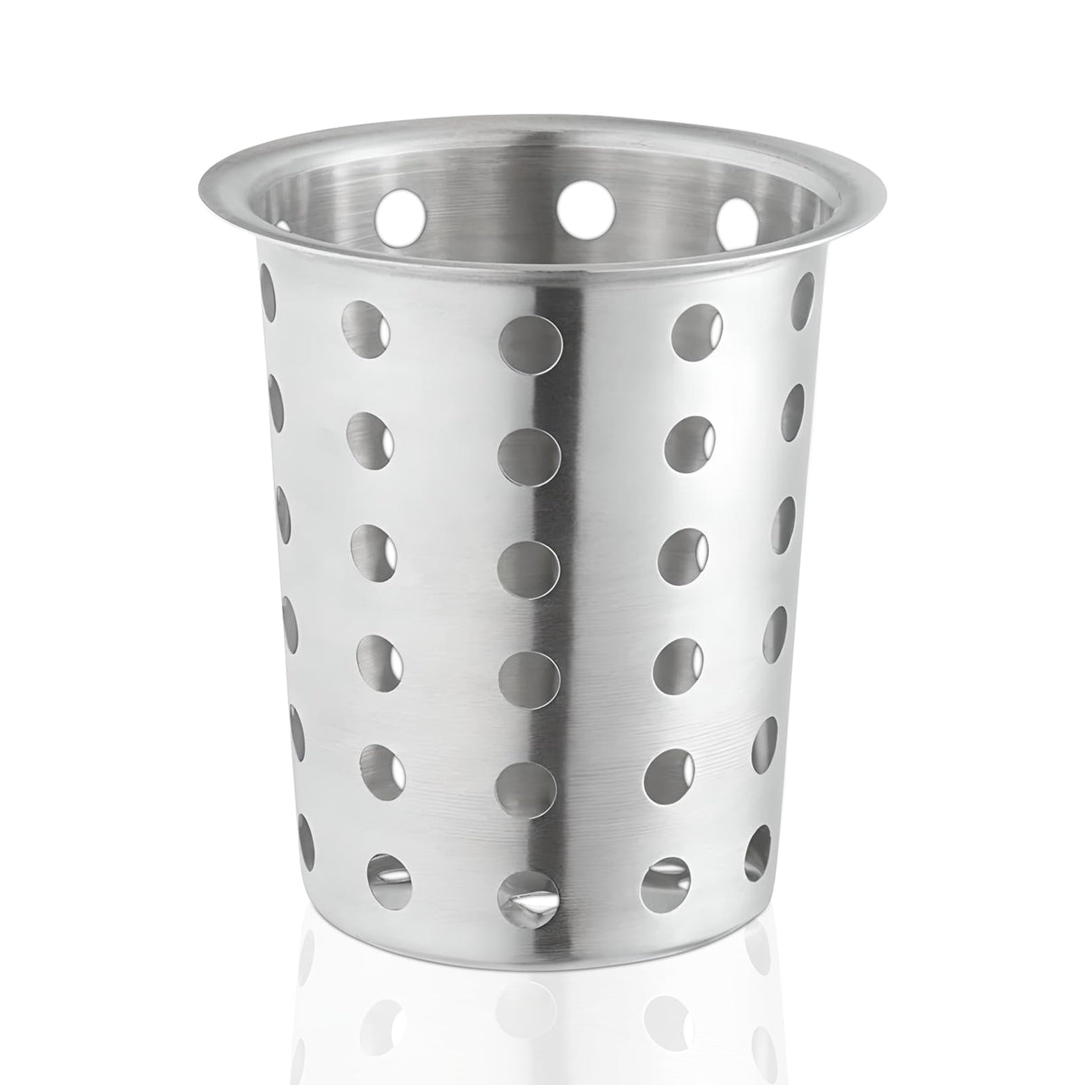 Stackable stainless cups save space and keep counters tidy.