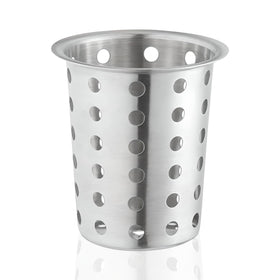 Stackable stainless cups save space and keep counters tidy.