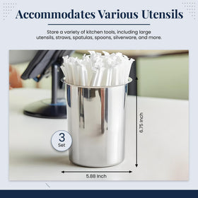 Stainless-steel utensil holder by OCS Parts with a polished, shiny finish.