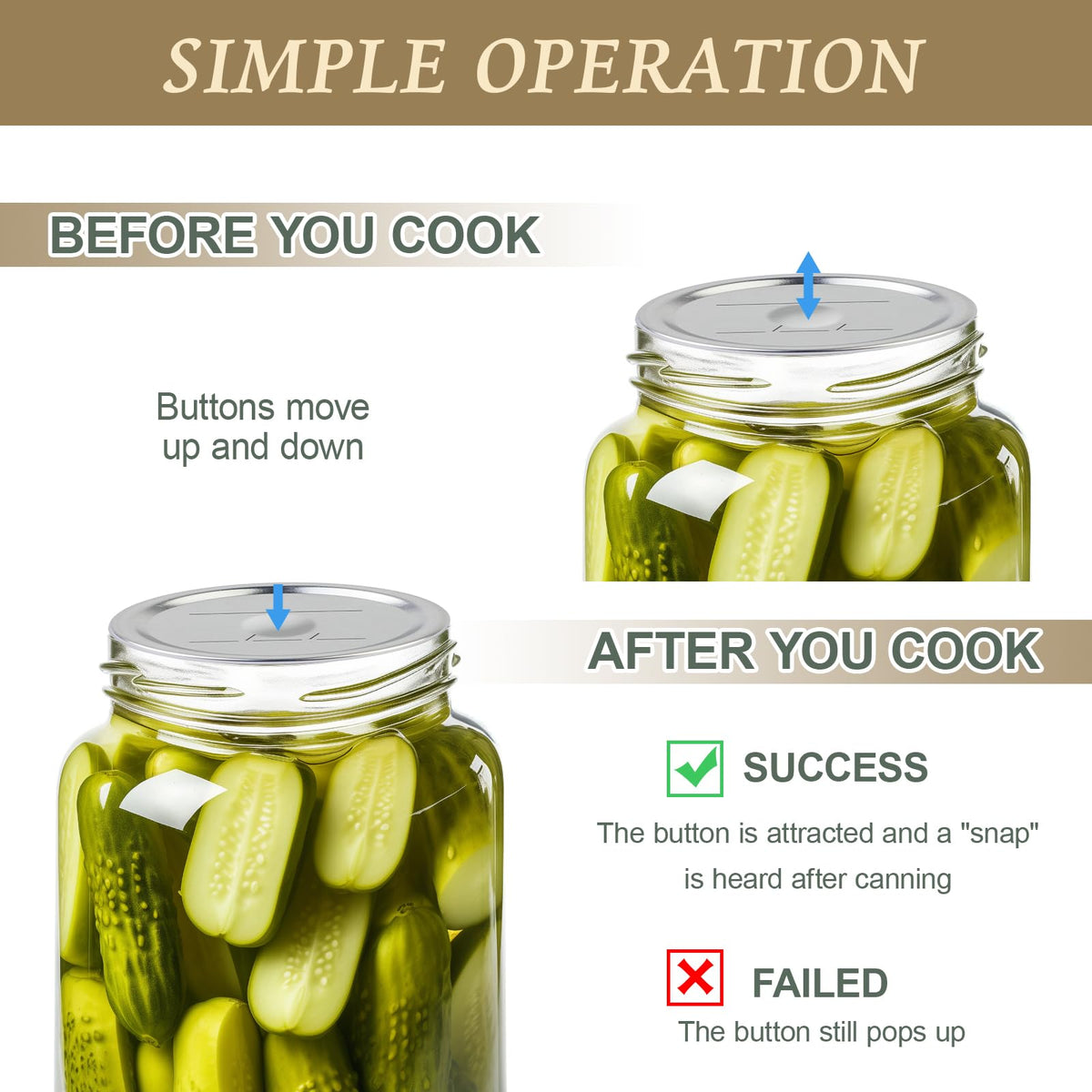 OCSOHO split-type metal lid with smooth edges for easy use