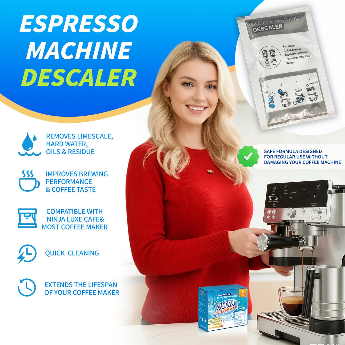 OCTPLAY water filters pack reduces impurities for purer-tasting espresso.