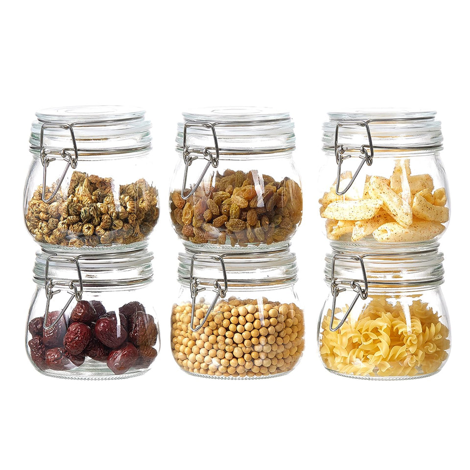 ODBCYWM 17oz glass jar with airtight lid keeps dry ingredients fresh.