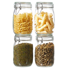 ODBCYWM 34oz glass storage jar with airtight lid keeps pantry staples fresh