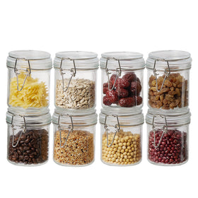 ODBCYWM 10oz glass jars with airtight lids for fresh pantry storage.