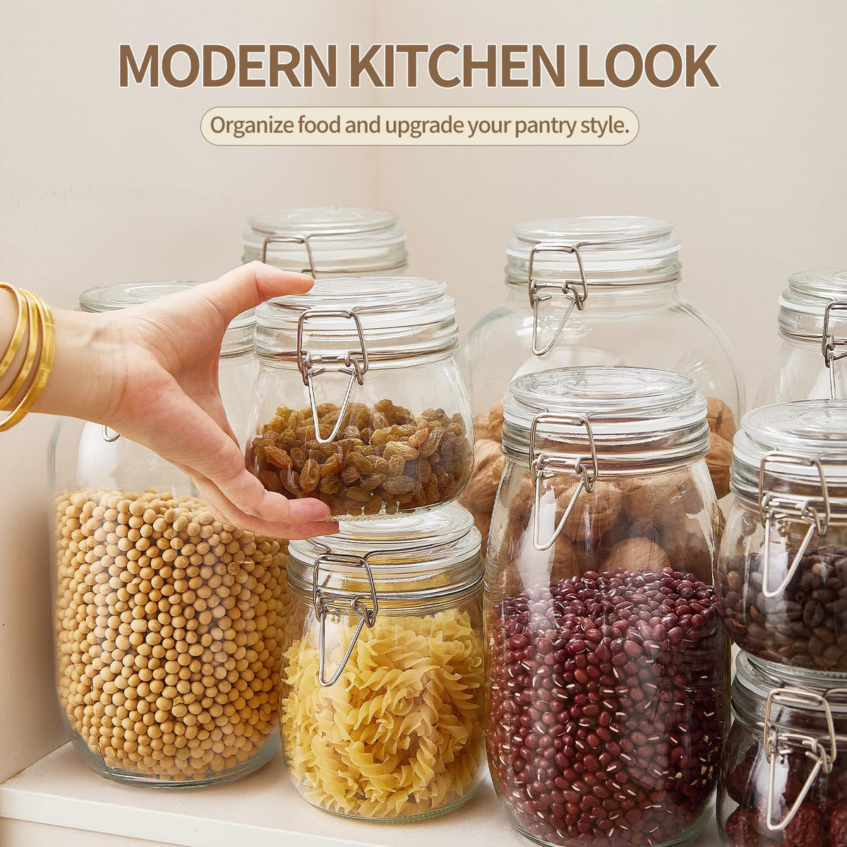 ODBCYWM clear glass canisters set of 4 showcase contents in the kitchen