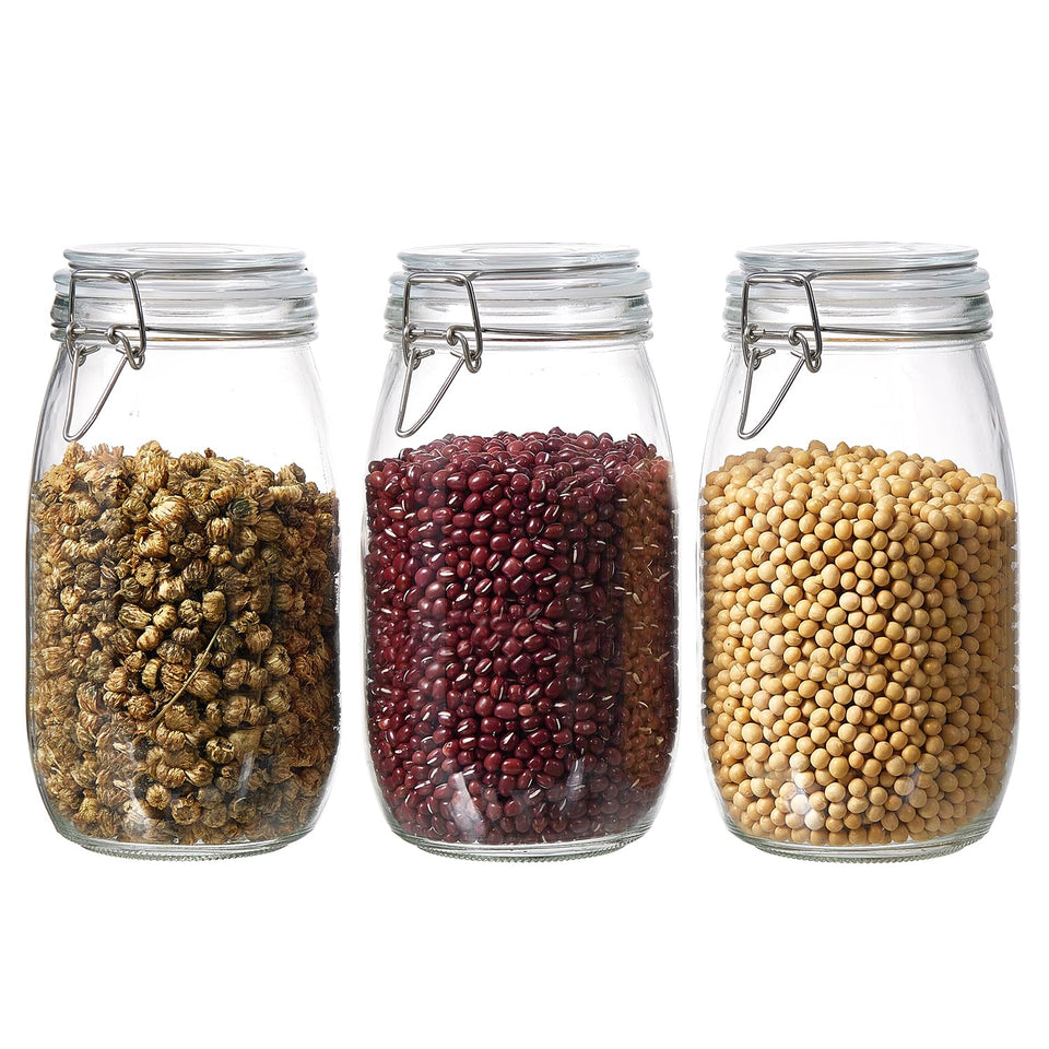 ODBCYWM 51oz glass jar with airtight lids keeps dry ingredients fresh.