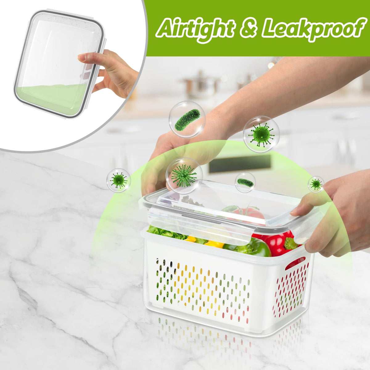 ODOMU fridge organizer with lids keeps dry foods fresh