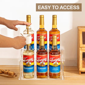ODPEOZT syrup rack offers easy access to pumps for quick serving