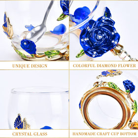 OEAGO 3D butterfly blue rose design adds decorative charm to beverages