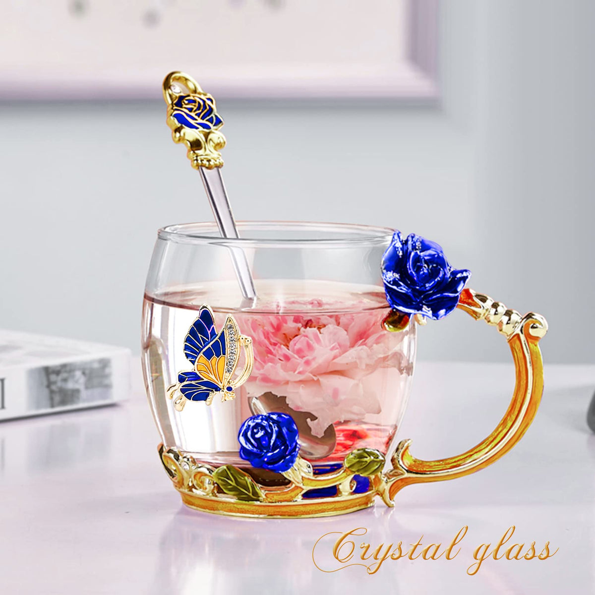 OEAGO glittering clear glass mug for a sparkling modern look