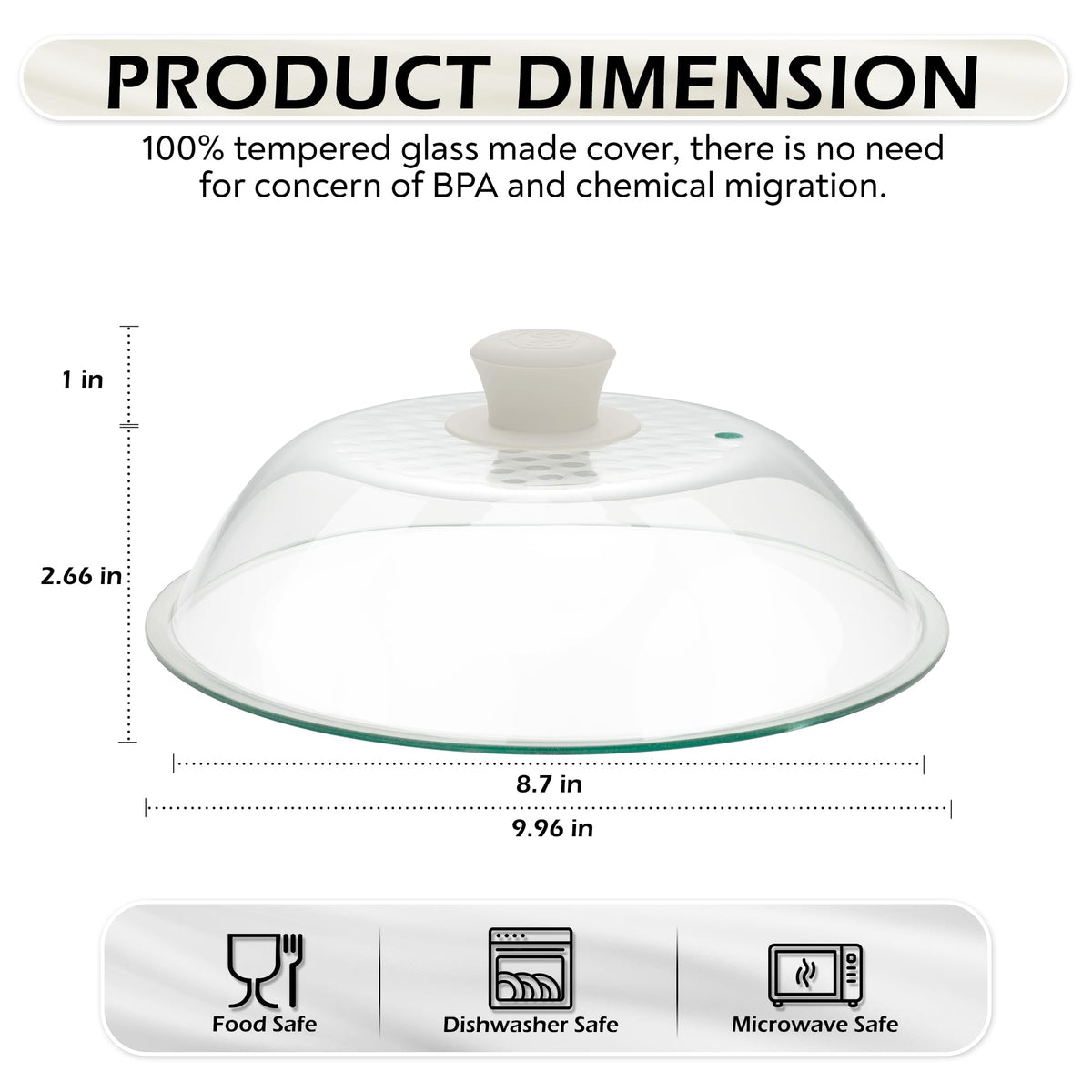 OEC heat-resistant tempered glass lid stands up to rapid temperature changes.