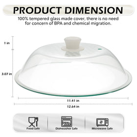 OEC tempered glass lid with vent and silicone knob enables controlled steam release