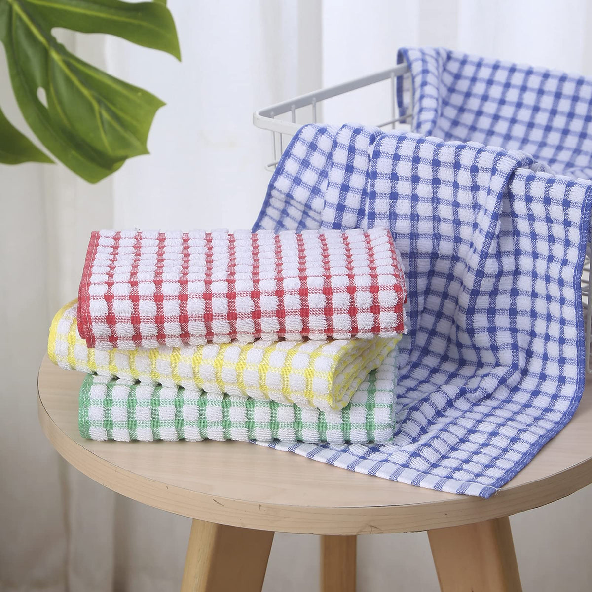 Oeleky cotton dish towels 15x26 inch provide large drying surface.