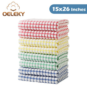 Oeleky towels feature sturdy stitching for lasting wear.
