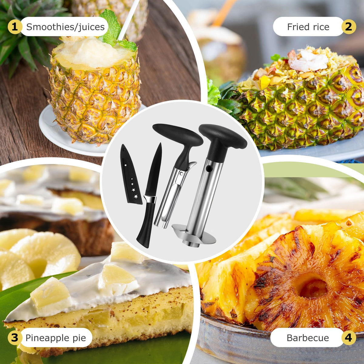 OERPHO pineapple slicer blade close-up showing sharp precision.