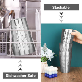 Offiper double-wall design helps maintain cold or warm beverages.