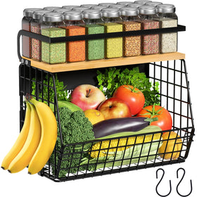 Ofiray-home fridge magnetic shelf with wood lid, sturdy storage for condiments.