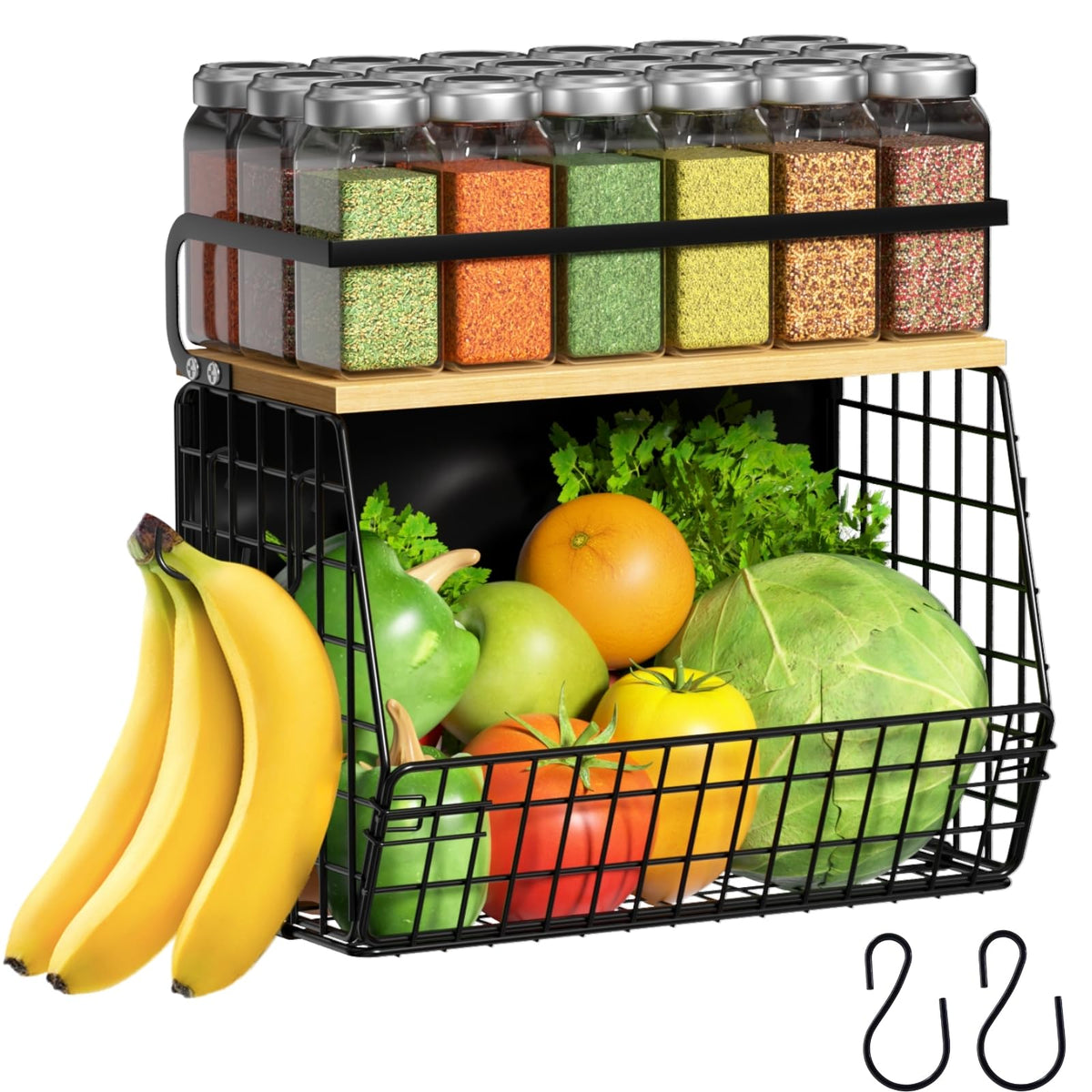 Ofiray-home magnetic shelf on fridge, angle view, boosts accessible organization.