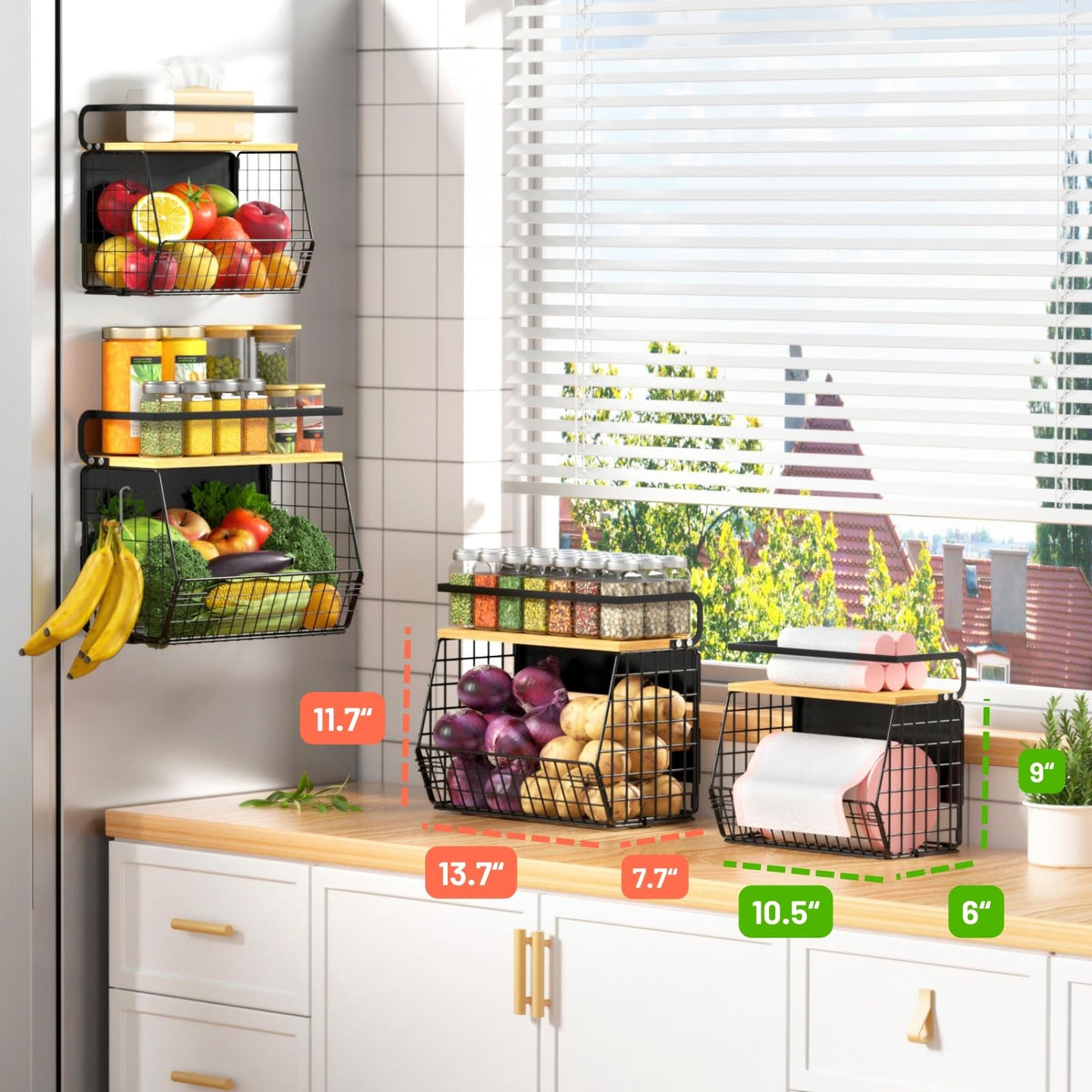 Ofiray-home magnetic shelf mounted on fridge door, ideal for fruit storage.