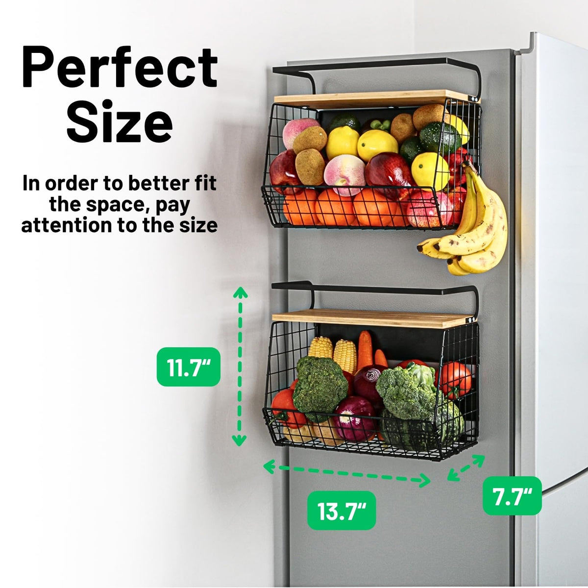 Ofiray-home magnetic shelf storing fruits and vegetables in kitchen