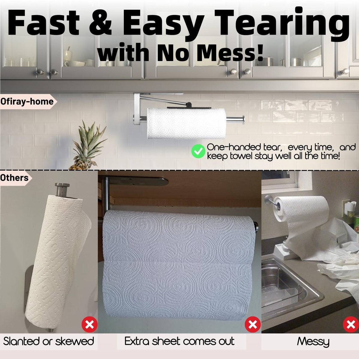 Ofiray-home secure clip keeps towels in place, preventing unrolling during prep