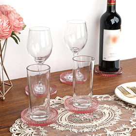 OGANAZI Clear Pink coaster top view blends with decor and protects surfaces