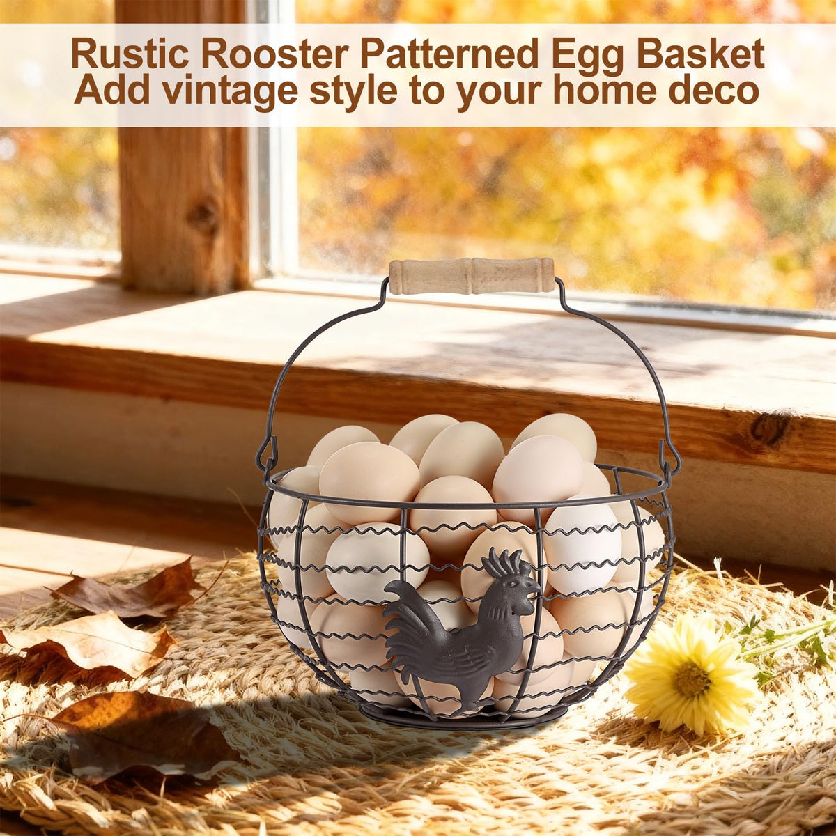 OGANAZI egg basket features durable rust-resistant finish for longevity.