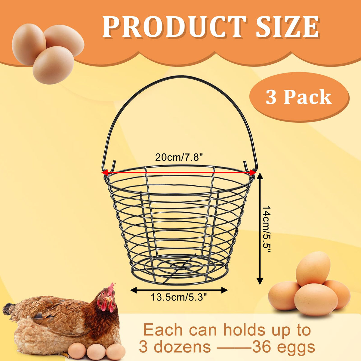 OGANAZI egg basket in use gathering eggs from the coop for easy transport