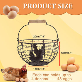 OGANAZI egg basket with wood handles for comfortable, secure carrying.