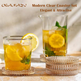 OGANAZI kitchen table protection coaster amber round ideal for daily use
