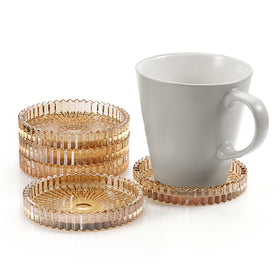 OGANAZI gift-ready coaster set amber round a stylish housewarming option