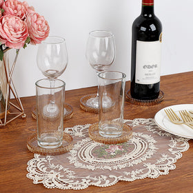 OGANAZI stripe-design edge coaster amber round adds elegance and durability