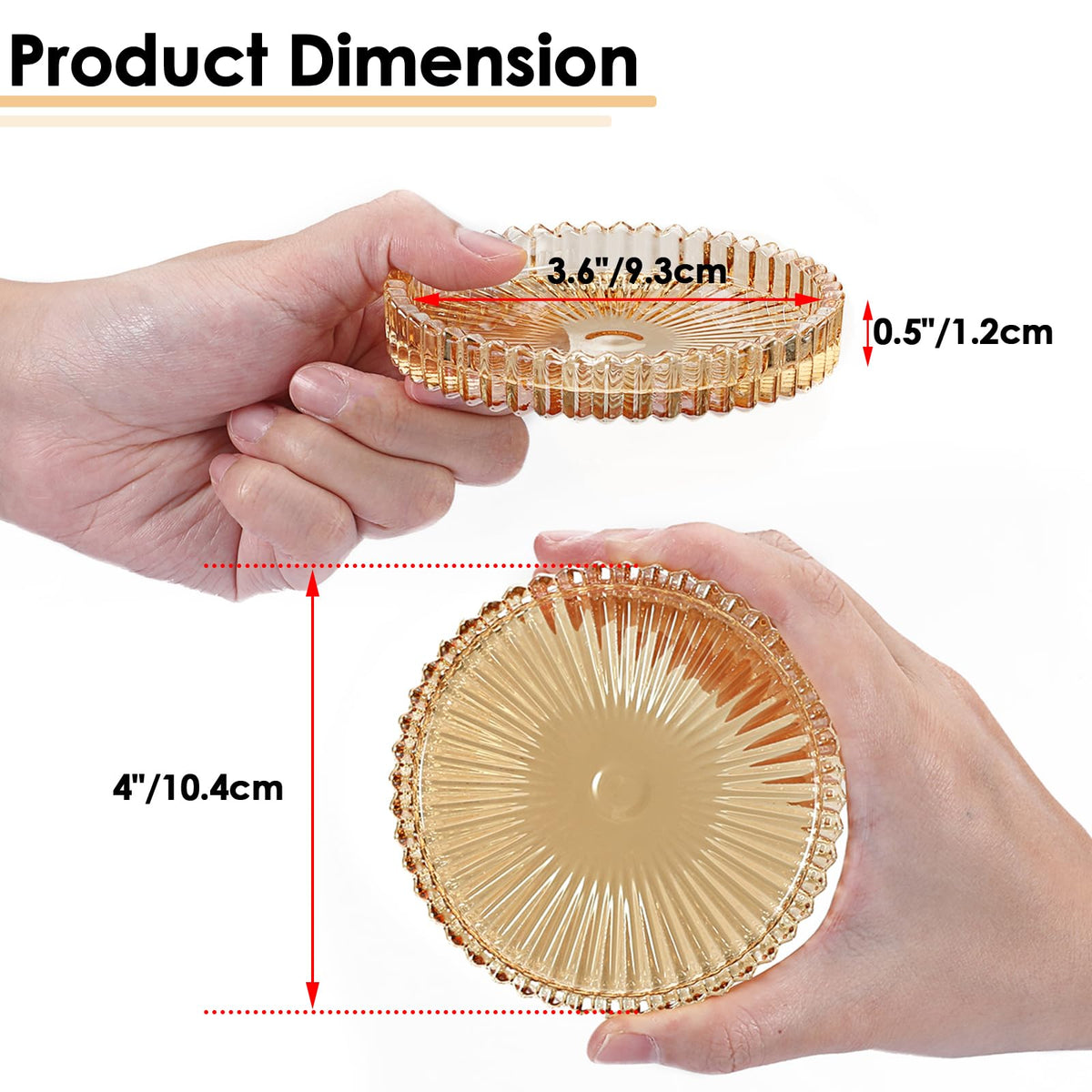 OGANAZI tempered glass coaster amber round built for long-lasting use