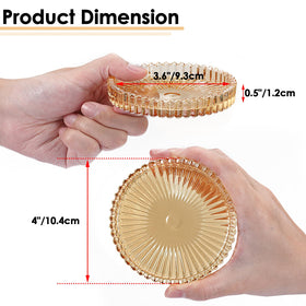 OGANAZI tempered glass coaster amber round built for long-lasting use