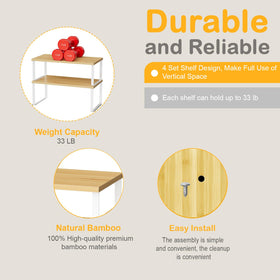 OGEMXU cabinet shelf organizers — countertop placement provides quick access to tools and jars.