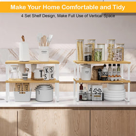 OGEMXU cabinet shelf organizers — stackable design saves vertical space and boosts storage.