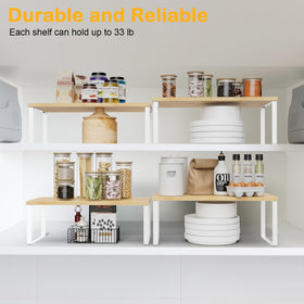 OGEMXU cabinet shelf organizers — under-sink storage helps declutter cramped spaces.